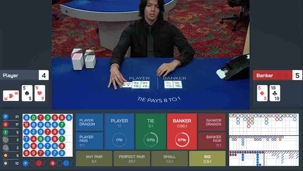 Live dealer baccarat screenshot